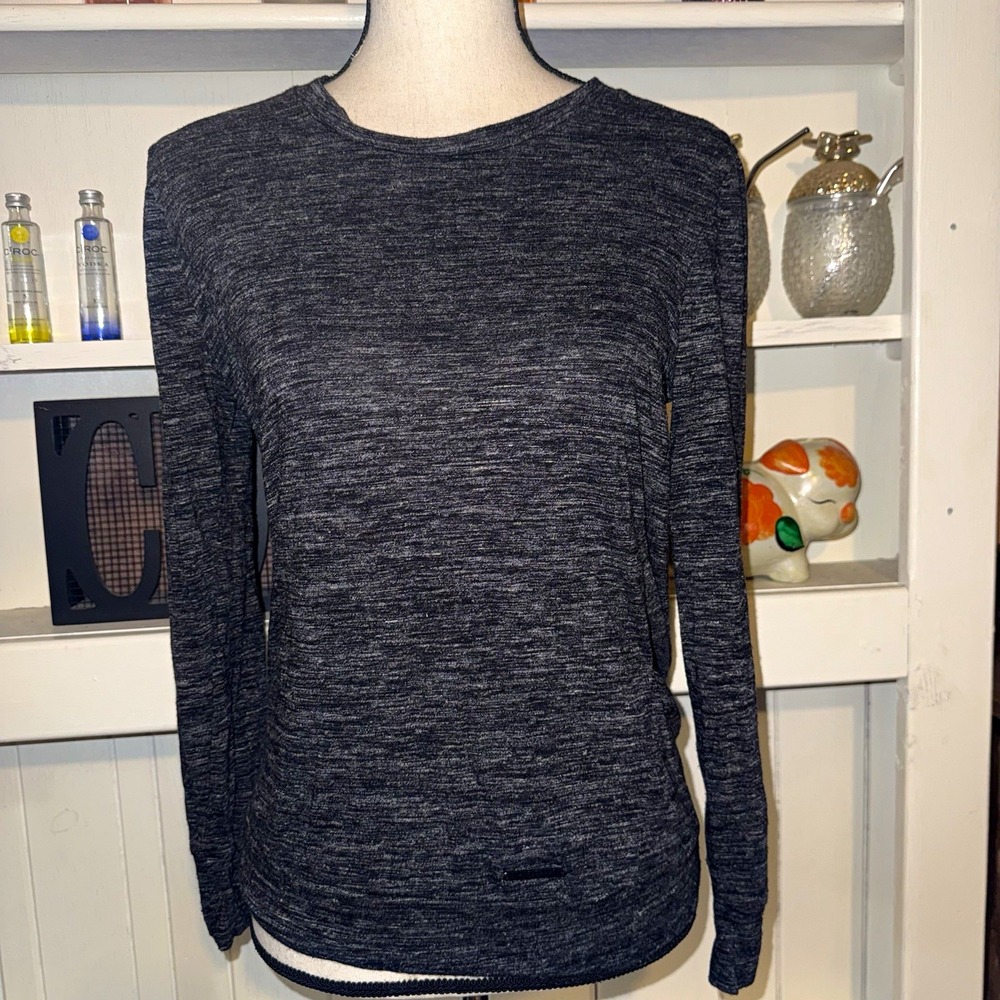 Burberry Brit Grey Linen Blend Long Sleeve Minimalist Shirt Womens Small